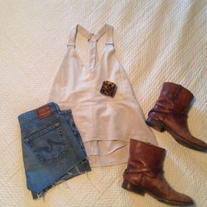 AG Bonnie Relaxed Frayed Denim Shorts